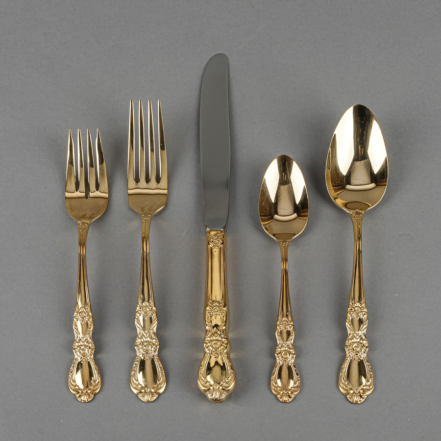 1847 ROGERS Golden Heritage Gold Plated Flatware 10 Place Settings