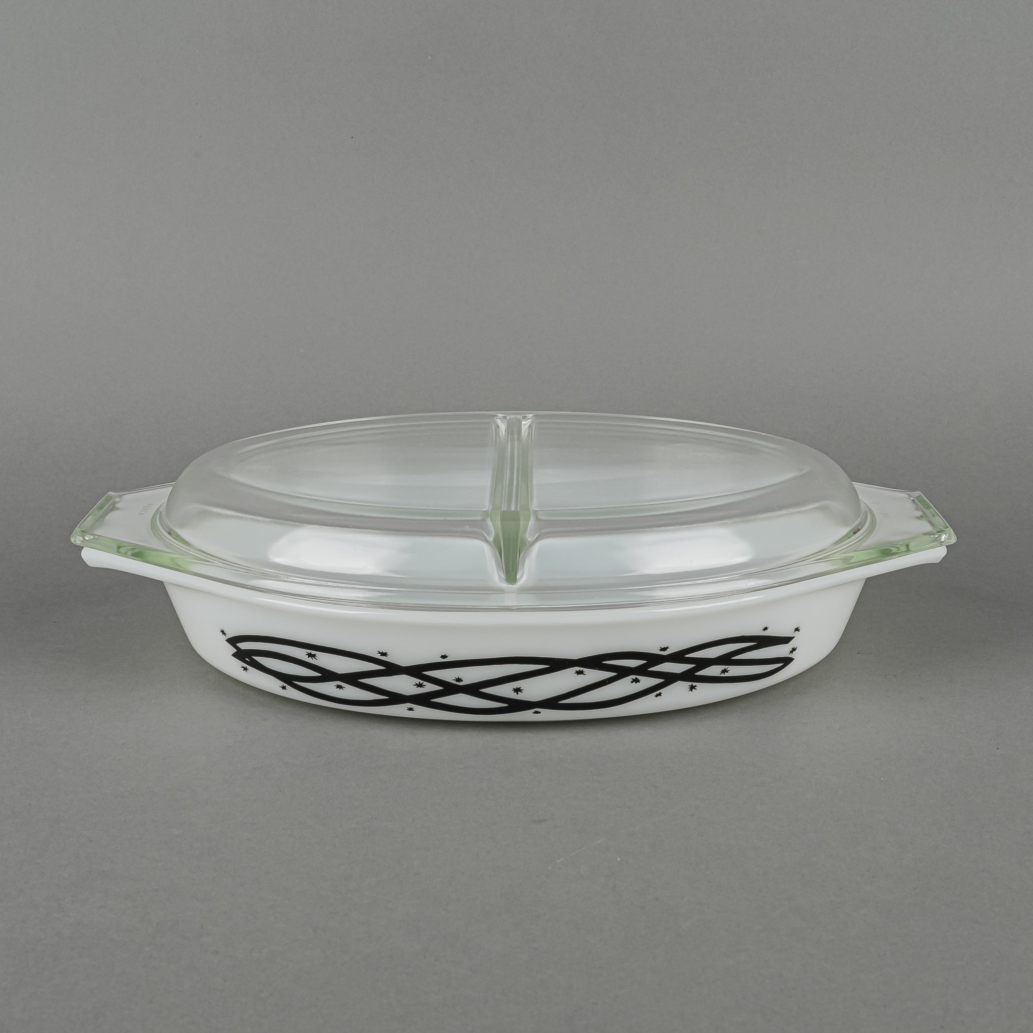 PYREX Barbed Wire Cinderella Oval Divided Serving Dish With Lid 1.5 QT ...