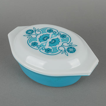 PYREX Horizon Blue Cinderella Oval Covered Casserole 043 1.5 QT