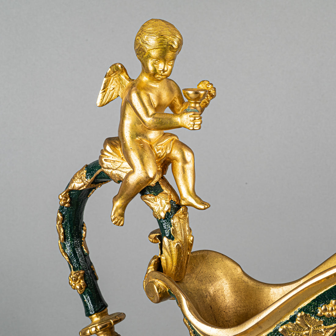 Renaissance Revival Painted & Gilt Bronze Ewers Set Of 2