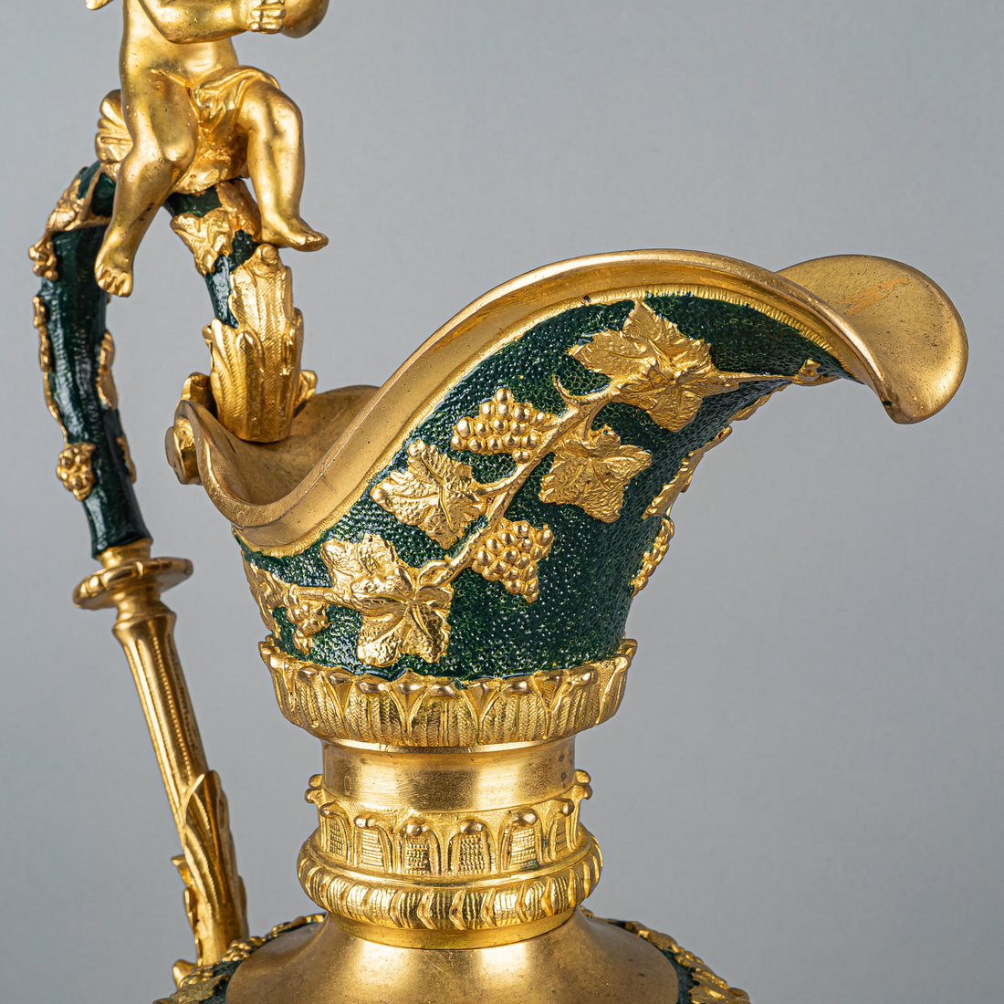 Renaissance Revival Painted & Gilt Bronze Ewers Set Of 2