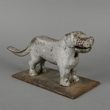 Vintage Cast Iron St. Bernard Dog Nutcracker On Plate Stand