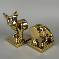 Gold Ceramic Fox Bookends 2 Pieces