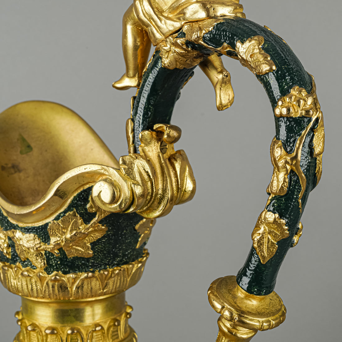Renaissance Revival Painted & Gilt Bronze Ewers Set Of 2