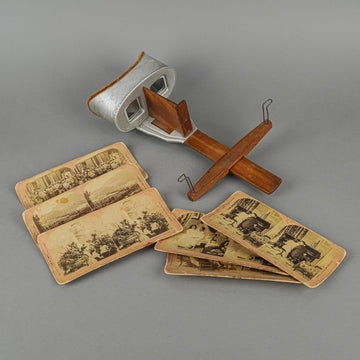 Vintage UNDERWOOD & UNDERWOOD Stereoscope Viewer & 6 Card Views