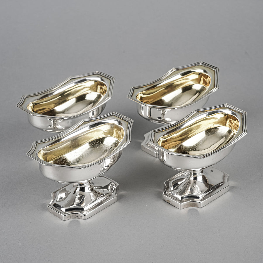 Wm ADBY II Sterling Footed Salt Cellars w/Gold Wash Set of 4