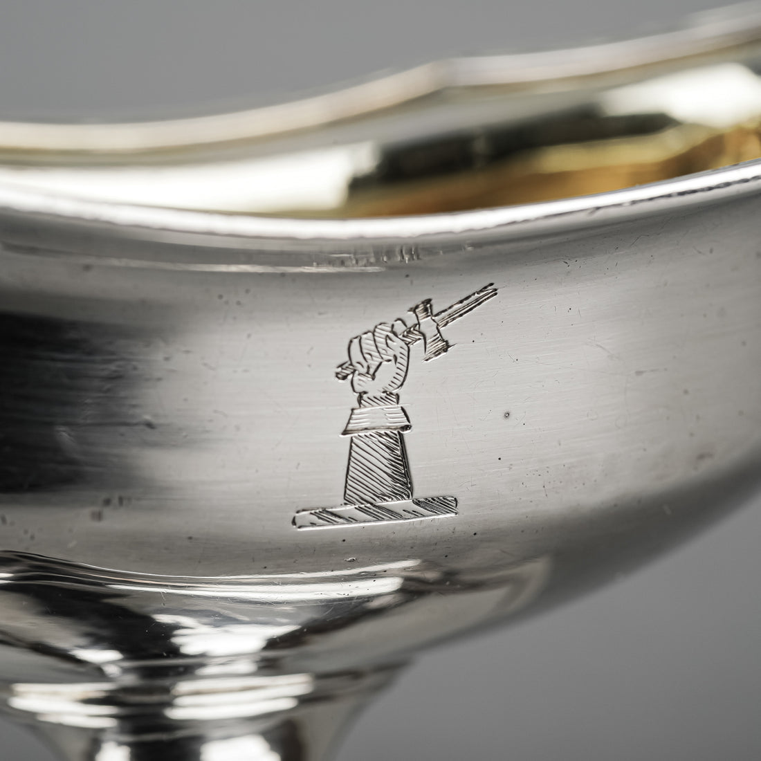 Wm ADBY II Sterling Footed Salt Cellars w/Gold Wash Set of 4