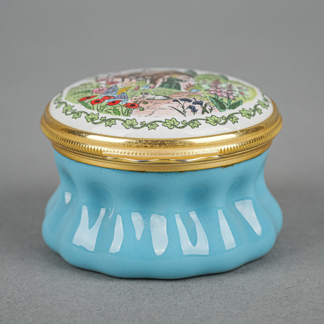 HALCYON DAYS Country Gardens Enamel Music Box