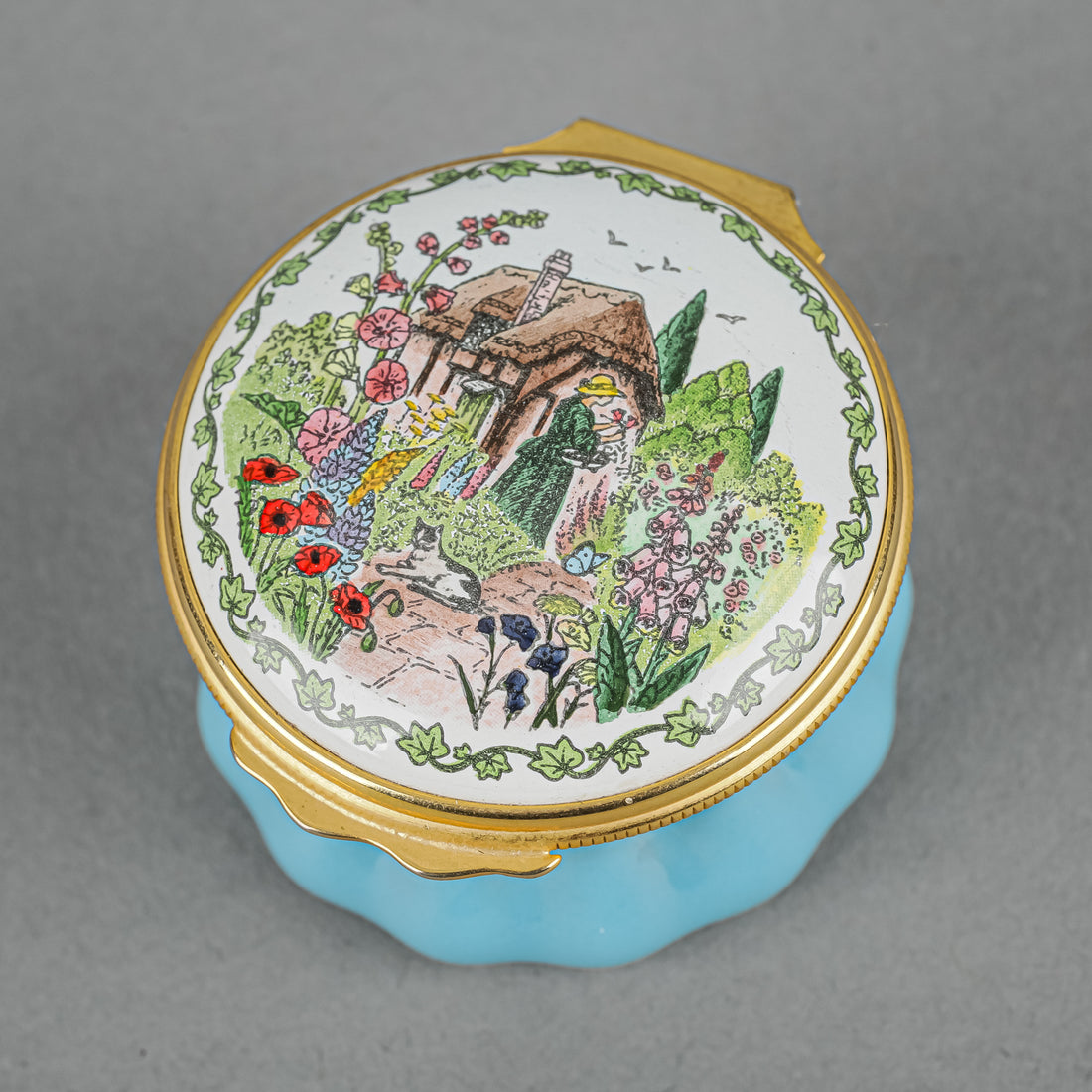 HALCYON DAYS Country Gardens Enamel Music Box