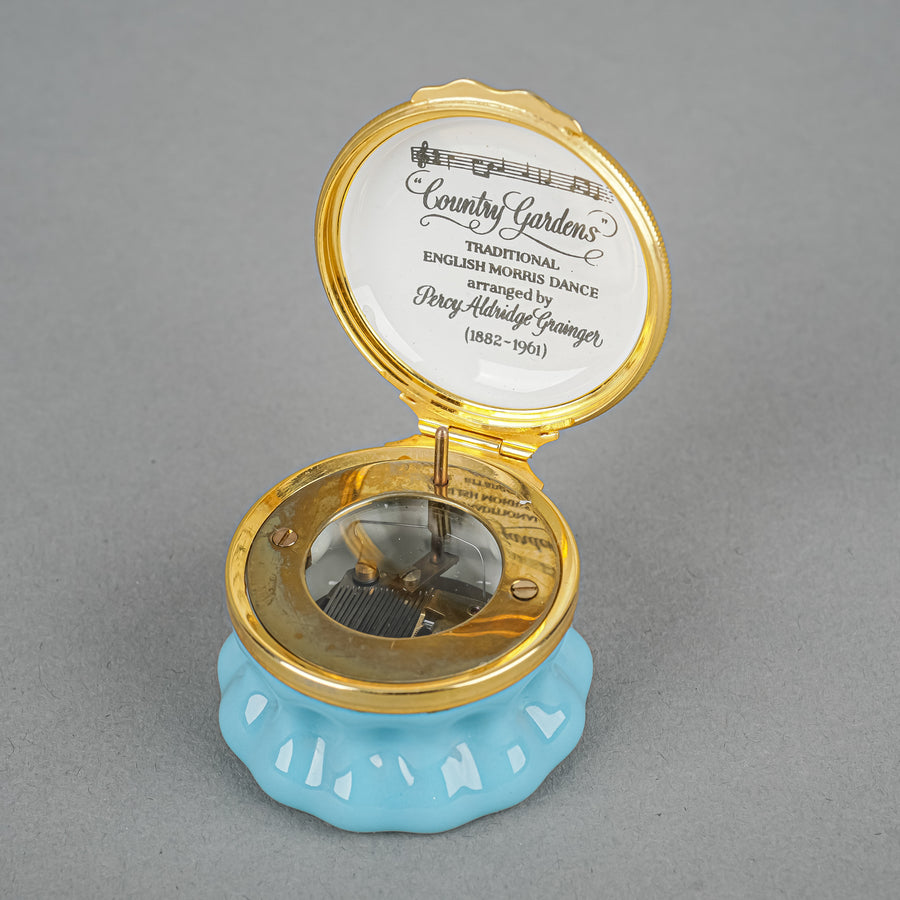 HALCYON DAYS Country Gardens Enamel Music Box