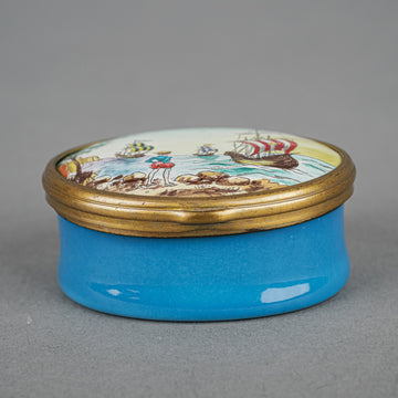HALCYON DAYS Enamel Box - Christmas 1972 I Saw Three Ships