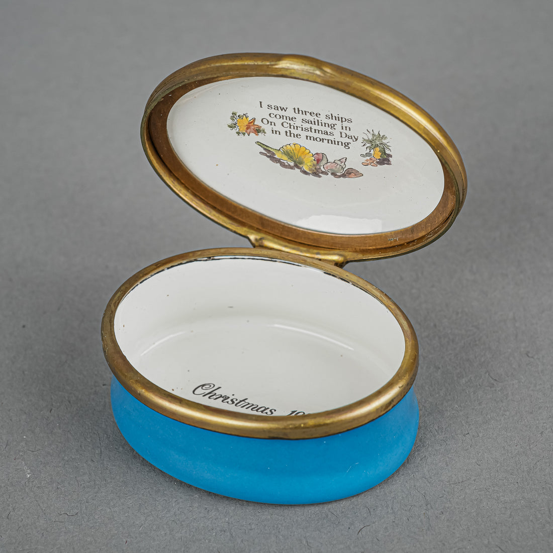 HALCYON DAYS Enamel Box - Christmas 1972 I Saw Three Ships