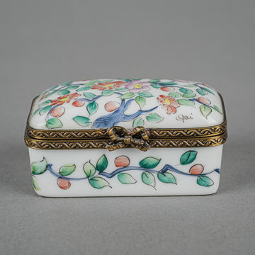 Limoges Hand Painted Floral Trinket/Pill Box