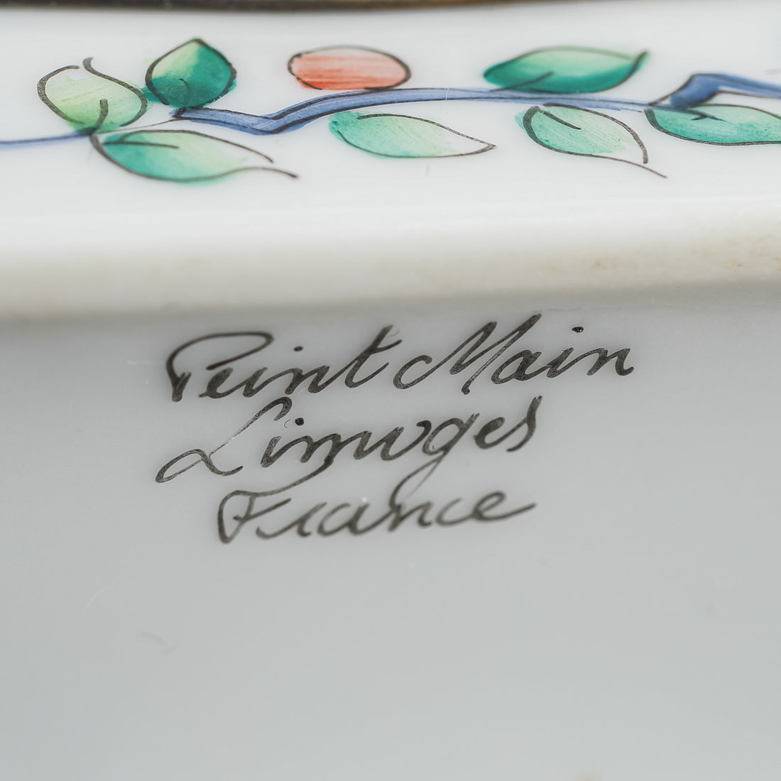 Limoges Hand Painted Floral Trinket/Pill Box