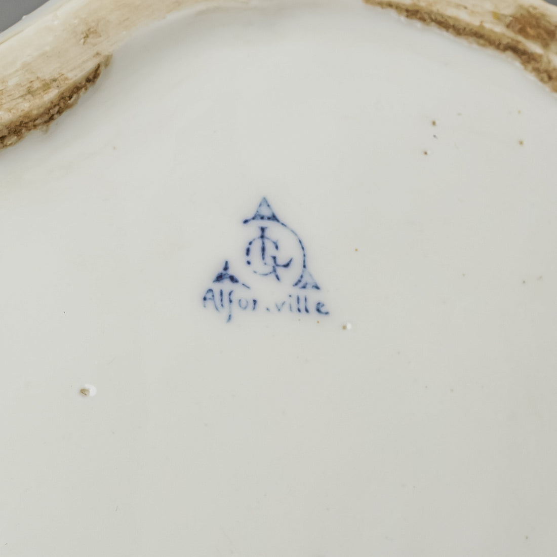 ALFORTVILLE Porcelain Vase             W/Gilt Metal Rim