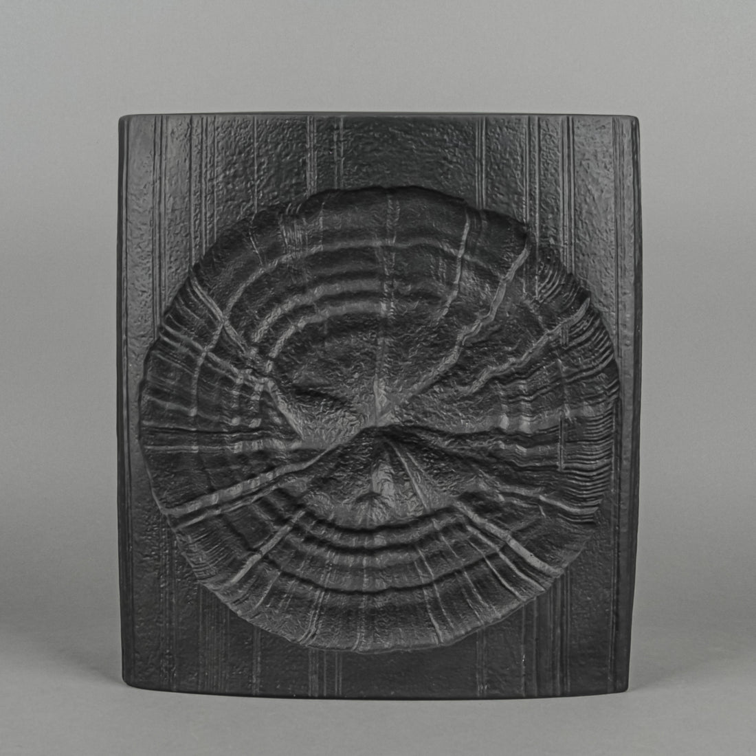 ROSENTHAL Martin Feyer Black Op Art Vase Fossil Motif