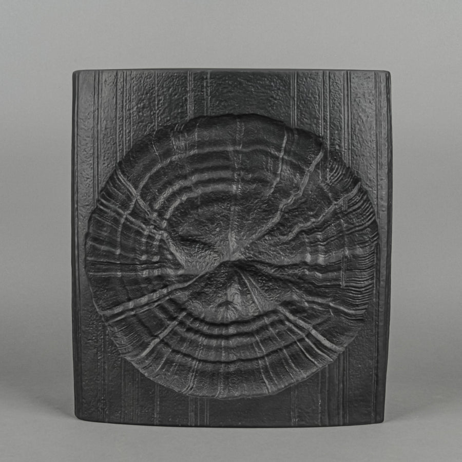 ROSENTHAL Martin Feyer Black Op Art Vase Fossil Motif