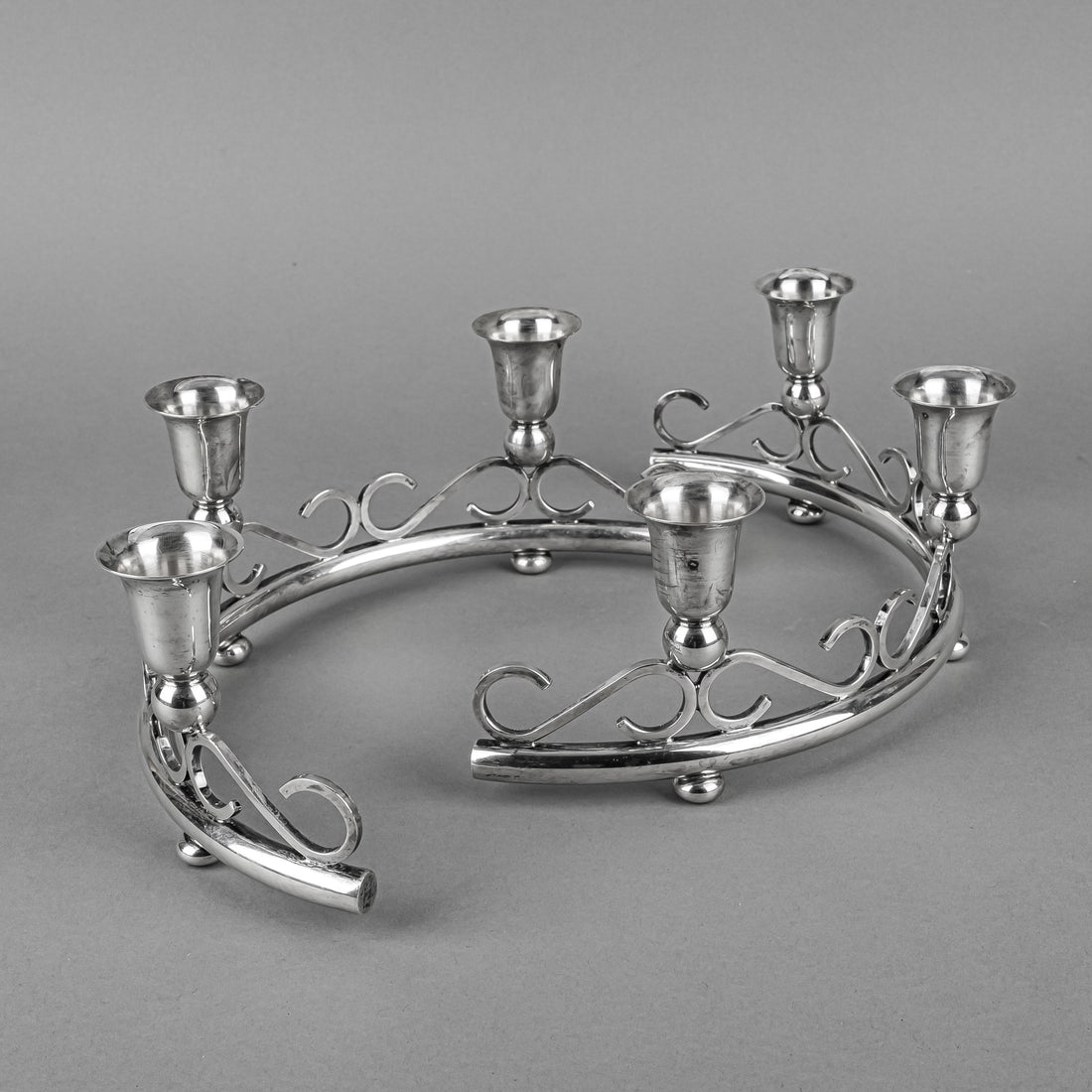 ALFREDO SCIARROTTA Sterling 3 Light Candleholders-Set Of 2