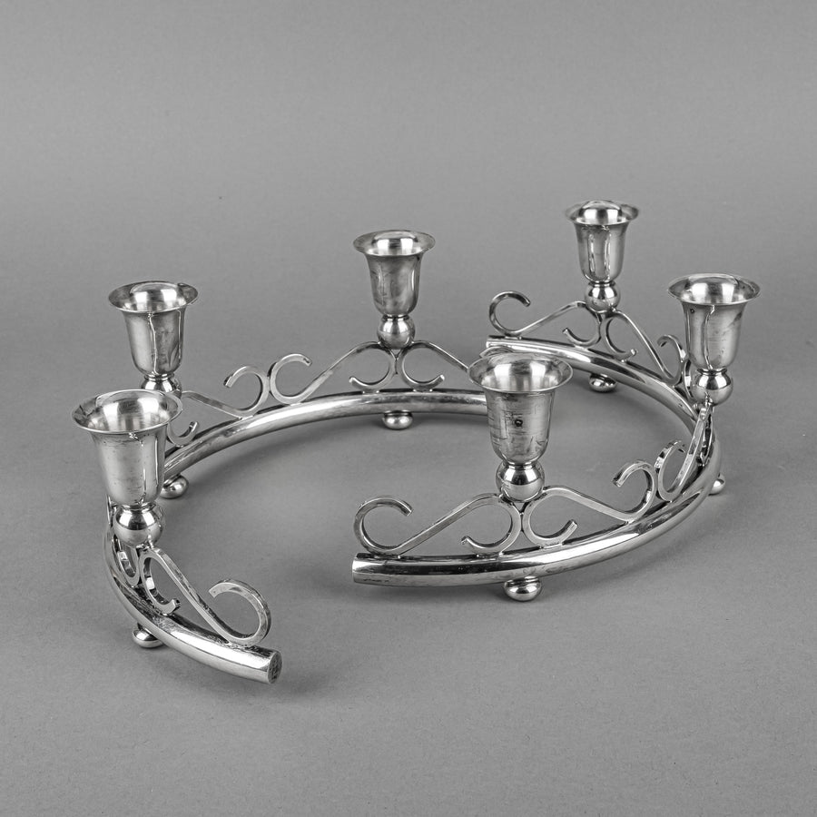 ALFREDO SCIARROTTA Sterling 3 Light Candleholders-Set Of 2