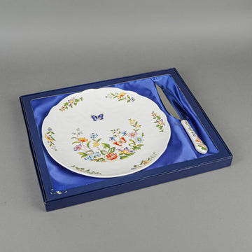 AYNSLEY Cottage Garden Cake Plate And Knife