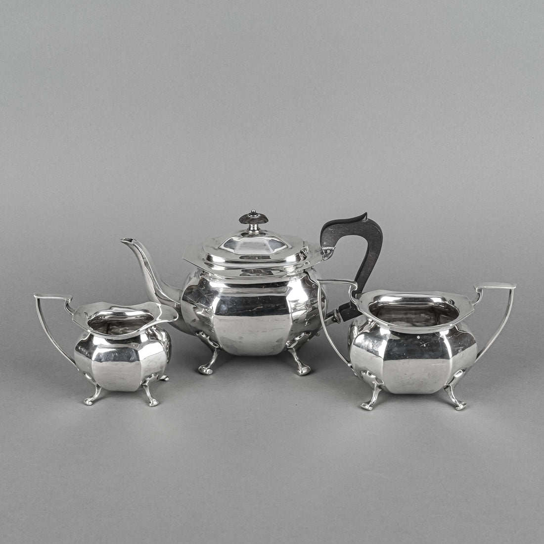 JOHN ROUND & SON Sterling Tea Service  - Three Pieces
