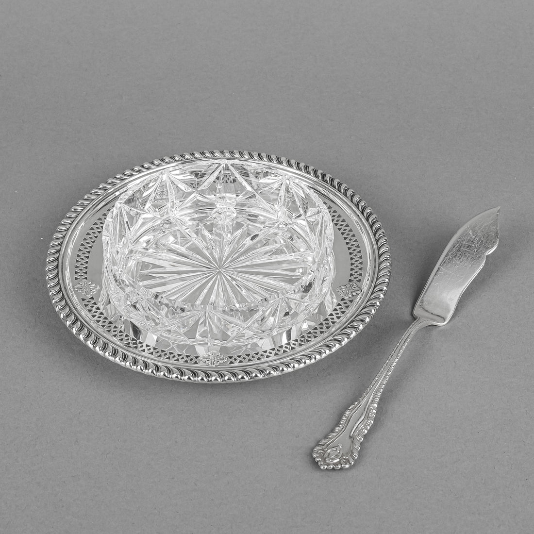 BIRKS STERLING Butter Dish With Liner And Knife