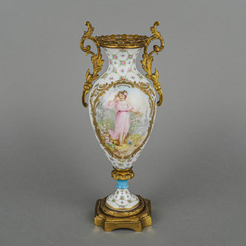 SEVRES Hand Painted Figure Vase With Gilt Mounts