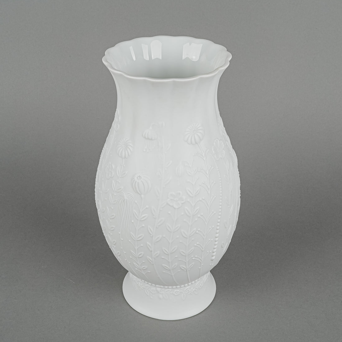 KAISER M.Frey Floral White Bisque Optical Art Vase 624