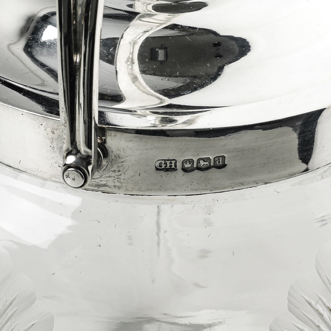 HARRISON BROS & HOWSON Sterling Crystal Biscuit Barrel
