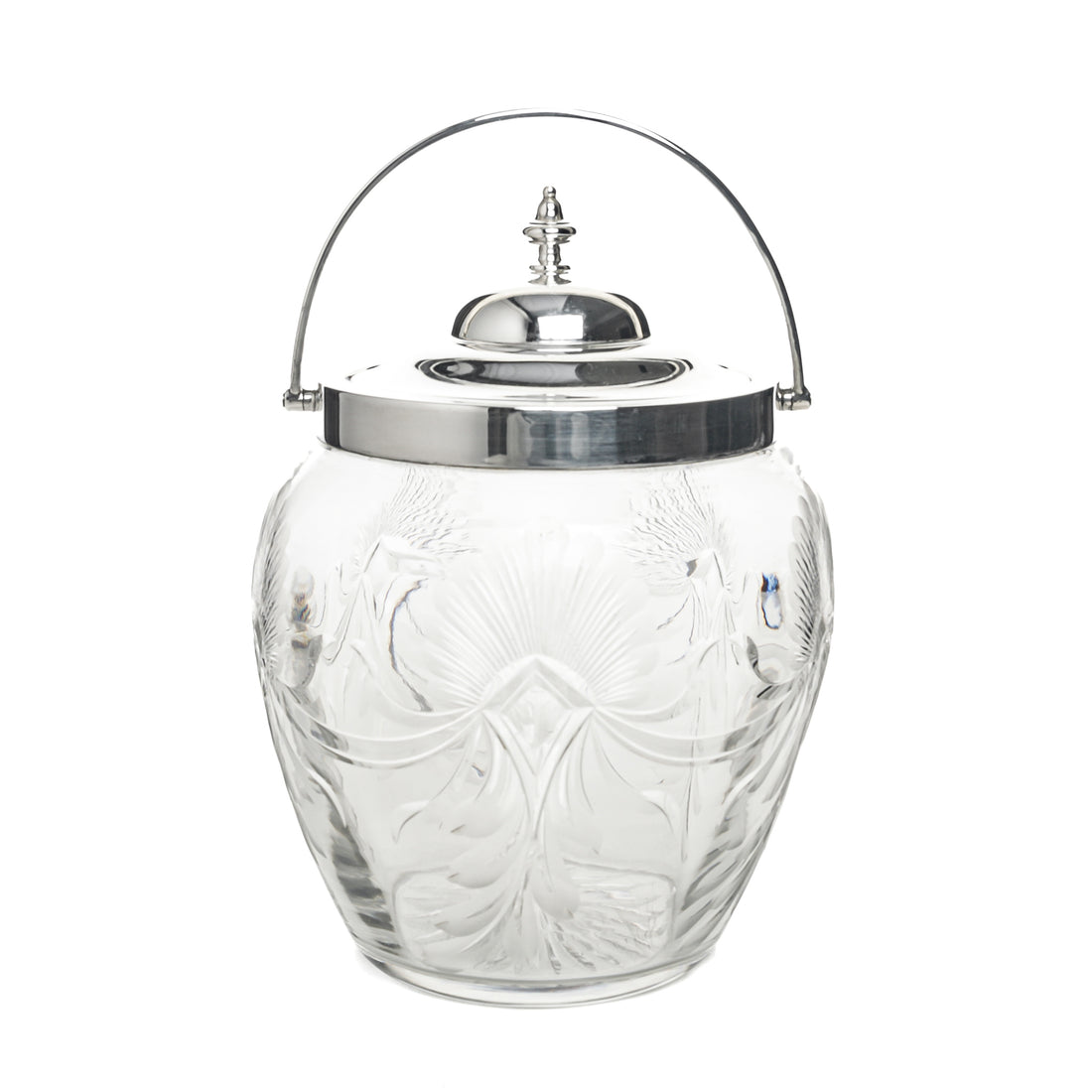 HARRISON BROS & HOWSON Sterling Crystal Biscuit Barrel
