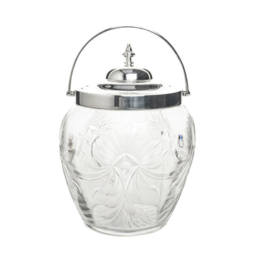 HARRISON BROS & HOWSON Sterling Crystal Biscuit Barrel