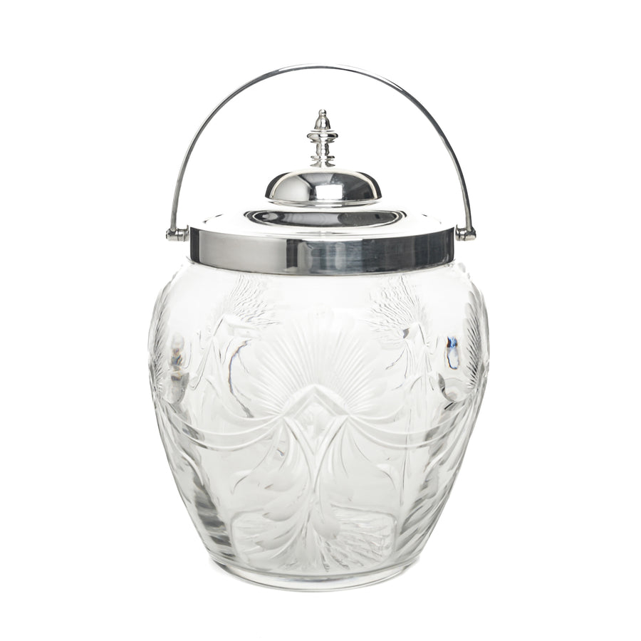 HARRISON BROS & HOWSON Sterling Crystal Biscuit Barrel