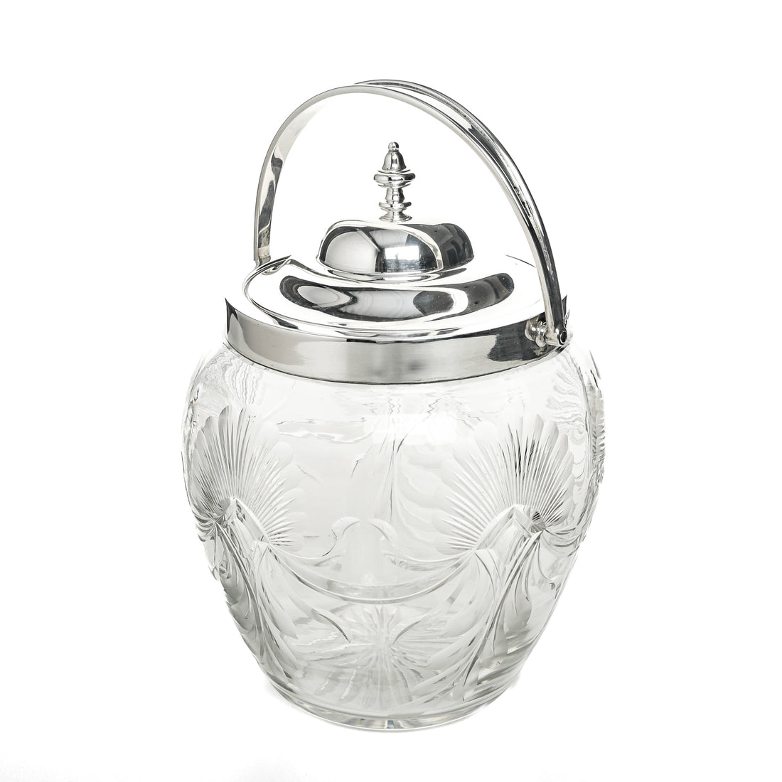 HARRISON BROS & HOWSON Sterling Crystal Biscuit Barrel