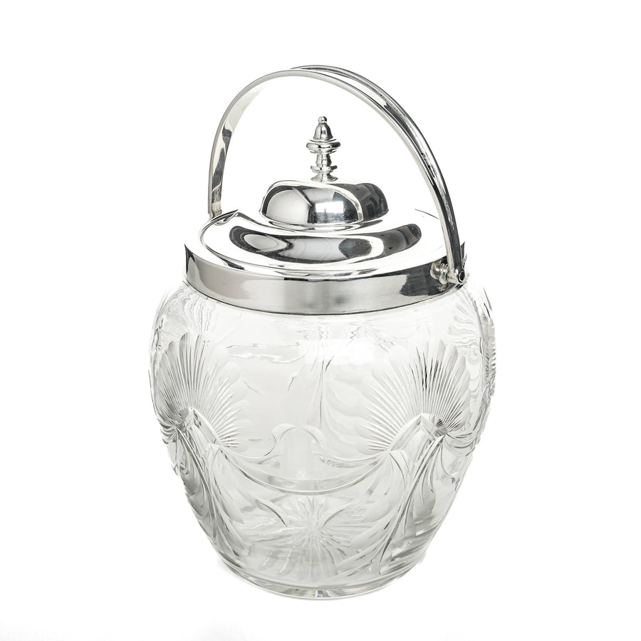 HARRISON BROS & HOWSON Sterling Crystal Biscuit Barrel