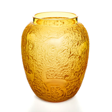 LALIQUE Biches Amber Vase