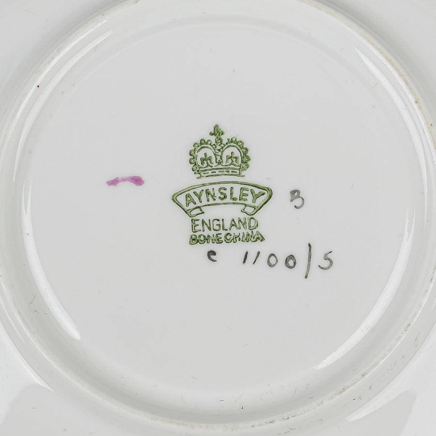 AYNSLEY Cup & Saucer 1100/5 Hand Painted Cabbage Roses, Cream Ground
