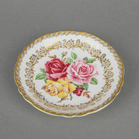PARAGON Cup & Saucer A125D Hand Painted Cabbage Roses, Gold Garland