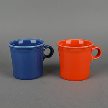 H LAUGHLIN Fiesta Ring Mugs Set of 2 Orange, Blue