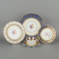 AYNSLEY 6841 Blue Band Hand Painted Floral 37 Pieces