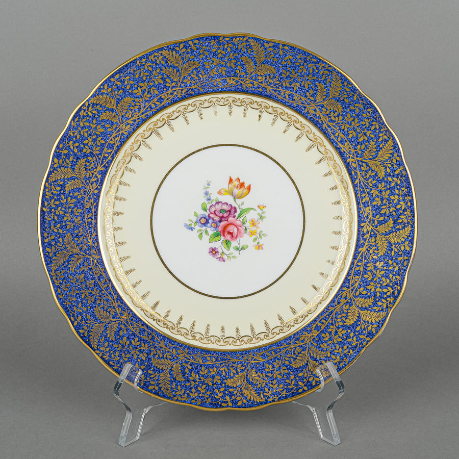 AYNSLEY 6841 Blue Band Hand Painted Floral 37 Pieces