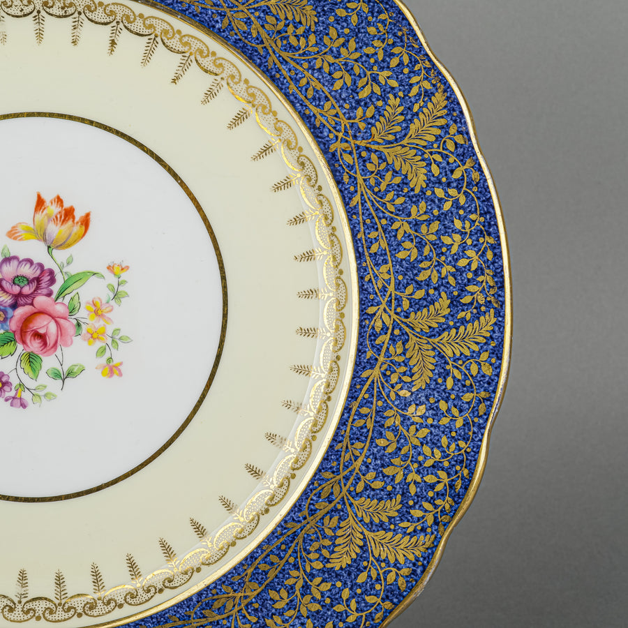 AYNSLEY 6841 Blue Band Hand Painted Floral 37 Pieces