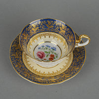 AYNSLEY 6841 Blue Band Hand Painted Floral 37 Pieces