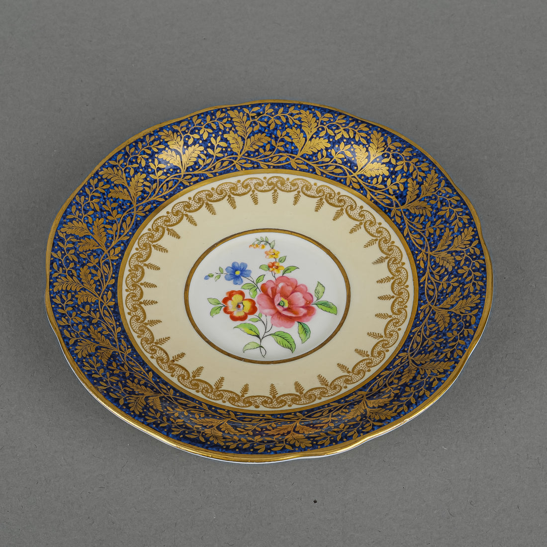 AYNSLEY 6841 Blue Band Hand Painted Floral 37 Pieces