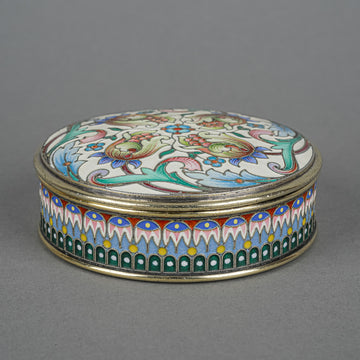 Russian Enamel Vermeil Sterling Round Covered Box