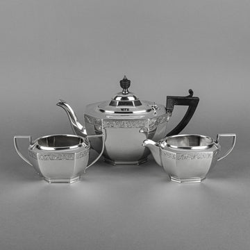 BIRKS Sterling Tea Service 3Pcs Teapot, Cream & Open Sugar