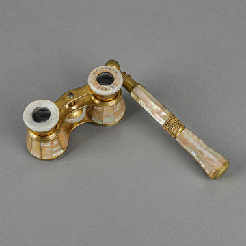 LA REINE Paris Mother Of Pearl Opera Glasses With Handle
