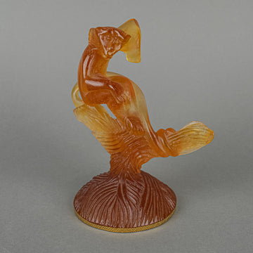 DAUM Art Glass Pate De Verre Amber Torque Monkey