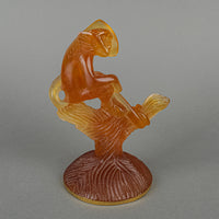 DAUM Art Glass Pate De Verre Amber Torque Monkey