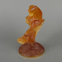 DAUM Art Glass Pate De Verre Amber Torque Monkey
