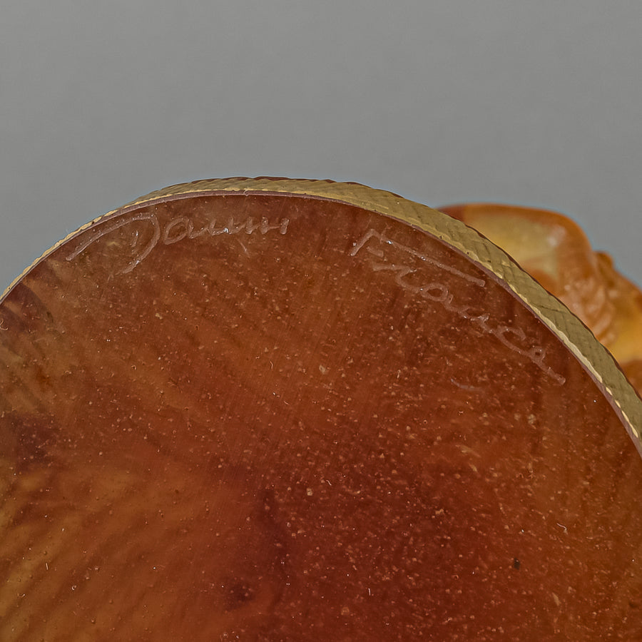 DAUM Art Glass Pate De Verre Amber Torque Monkey